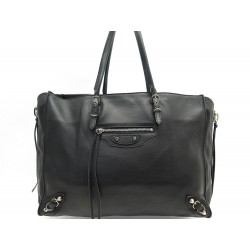 SAC A MAIN BALENCIAGA 432596 CABAS PAPIER B4 EN CUIR NOIR TOTE BAG PURSE 1690€