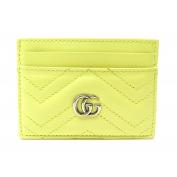 NEUF PORTE CARTES GUCCI MARMONT GG 443127 EN CUIR JAUNE NEW CARD HOLDER 250€