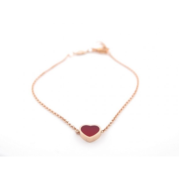 NEUF BRACELET CHOPARD MY HAPPY HEARTS 85A086 EN OR ROSE 18K & CORNALINE 1480€