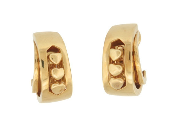 boucles d'oreilles de grisogono triples coeurs en or