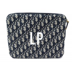 NEUF POCHETTE DIOR DIORTRAVEL EN TOILE OBLIQUE BLEU NEW BLUE CANVAS POUCH 1200€