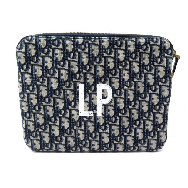 NEUF POCHETTE DIOR DIORTRAVEL EN TOILE OBLIQUE BLEU NEW BLUE CANVAS POUCH 1200€