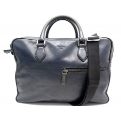 SACOCHE BERLUTI DEUX JOURS CARTABLE CUIR PATINE BLEU BANDOULIERE BRIEFCASE 3300€