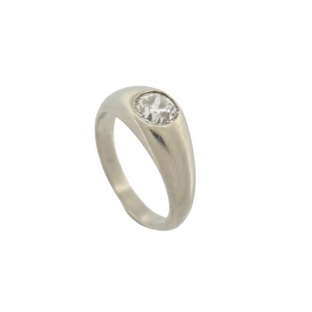 BAGUE JONC SOLITAIRE DIAMANT 0.5CT EN OR BLANC 18k 4.7GR T49 WHITE GOLD RING