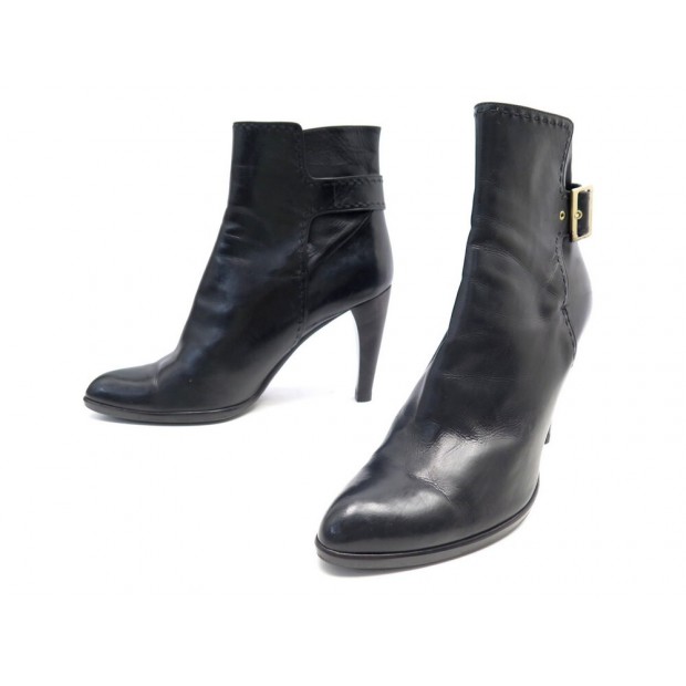 CHAUSSURES LOUIS VUITTON ANKLE BOOTS 39.5 BOTTINES CUIR NOIR BLACK LEATHER 1360€