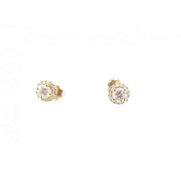 NEUF BOUCLES D'OREILLES PUCES DIAMANTS 0.83CT OR JAUNE GOLD DIAMONDS EARRINGS