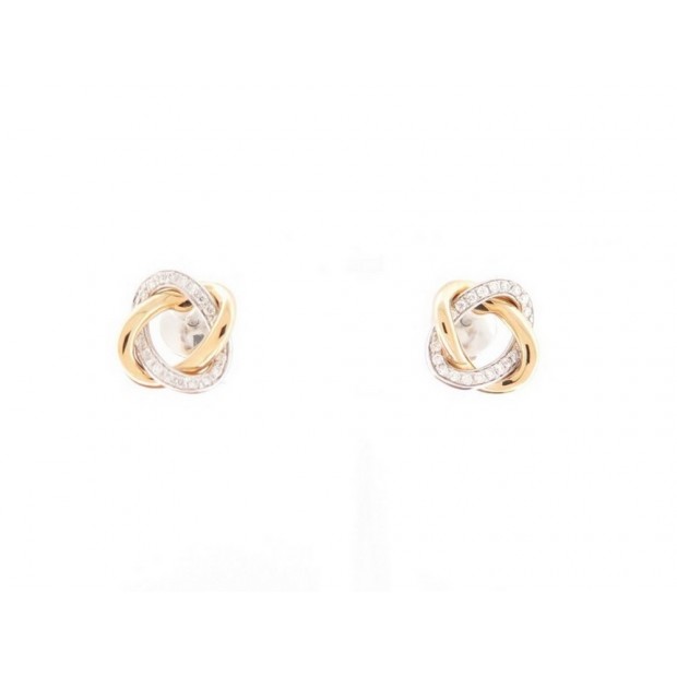 NEUF BOUCLE D'OREILLES POIRAY TRESSE OR JAUNE BLANC 18K DIAMANTS EARRINGS 1600€