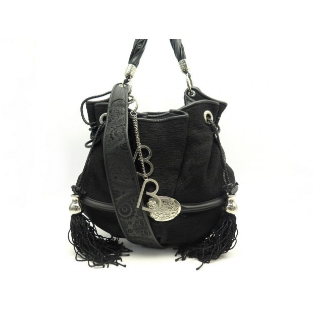 NEUF SAC A MAIN LANCEL BRIGITTE BARDOT BB BANDOULIERE EN TISSU NOIR HANDBAG 890€