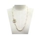 NEUF COLLIER CHANEL LOGO CC & PERLES SAUTOIR 70 CM EN METAL DORE NECKLACE 1290€