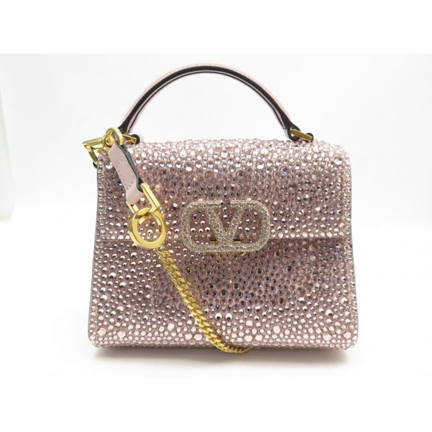 NEUF SAC A MAIN VALENTINO VSLING MINI BRODERIE SCINTILLANTE ROSE HAND BAG 4200€