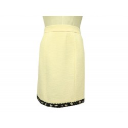 NEUF JUPE CHANEL DE TAILLEUR T38 M EN TWEED LAINE BEIGE WOOL TAILOR SKIRT 3880€