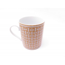 NEUF TASSE HERMES MUG MOSAIQUE AU 24 OR EN PORCELAINE BLANCHE ET DORE CUP 142€