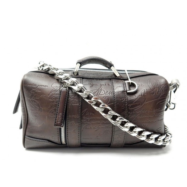 NEUF SAC A MAIN BERLUTI ECLIPSE MINI SCRITTO MARRON BANDOULIERE HAND BAG 3300€