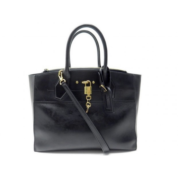 SAC A MAIN LOUIS VUITTON CITY STEAMER MM CUIR NOIR BANDOULIERE BAG PURSE 3050€