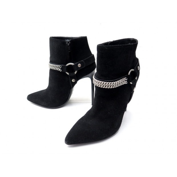 CHAUSSURES SAINT LAURENT 335187 BOTTINES A BRIDES CHAINE 38.5 DAIM BOOTS 995€