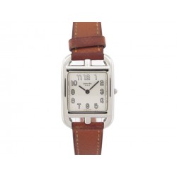 MONTRE HERMES CAPE COD PM CC1.210 QUARTZ 23 MM ACIER ET CUIR MARRON WATCH 2350€