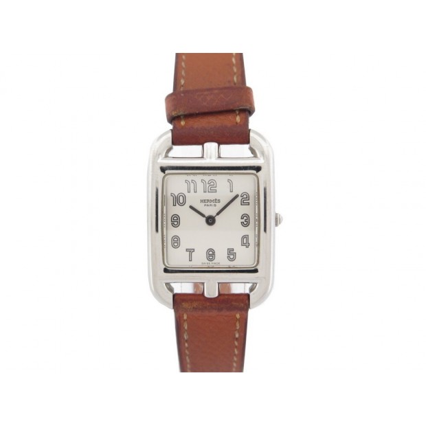 MONTRE HERMES CAPE COD PM CC1.210 QUARTZ 23 MM ACIER ET CUIR MARRON WATCH 2350€