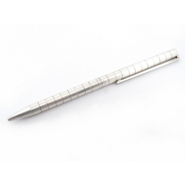 STYLO BILLE ST DUPONT EN METAL ARGENTE ANNEAUX PLATED SILVER BALLPOINT PEN 270€