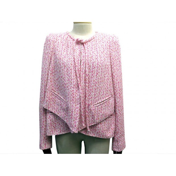 NEUF VESTE CHANEL P53947 TAILLE 40 M TWEED DE COTON ROSE NEW PINK JACKET 6300€