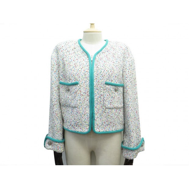 VESTE CHANEL P56354 TAILLE 38 M EN TWEED MULTICOLORE COTTON JACKET 6300€