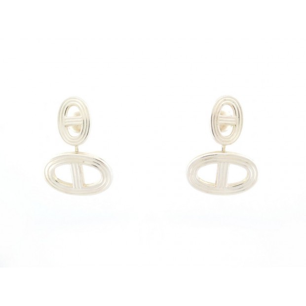 BOUCLES D'OREILLES HERMES FARANDOLE EN ARGENT MASSIF + POCHON SILVER EARRINGS