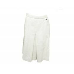 JUPE CHANEL P45436V31742 EN TWEED BLANC TAILLE 48 M WHITE COTTON SKIRT 3880€