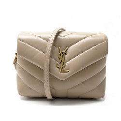 NEUF SAC A MAIN SAINT LAURENT LOULOU TOY 678401 BANDOULIERE EN CUIR BEIGE 1490€