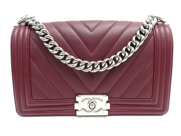 sac a main chanel boy chevrons a67086 en cuir bordeaux