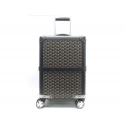 NEUF VALISE GOYARD TROLLEY BOURGET PM TOILE MONOGRAMMEE & CUIR NOIR CASE NEW