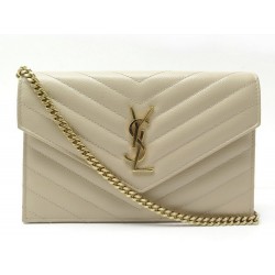 NEUF SAC A MAIN SAINT LAURENT 393953 CASSANDRE ENVELOPPE CHAIN WALLET WOC 1350€