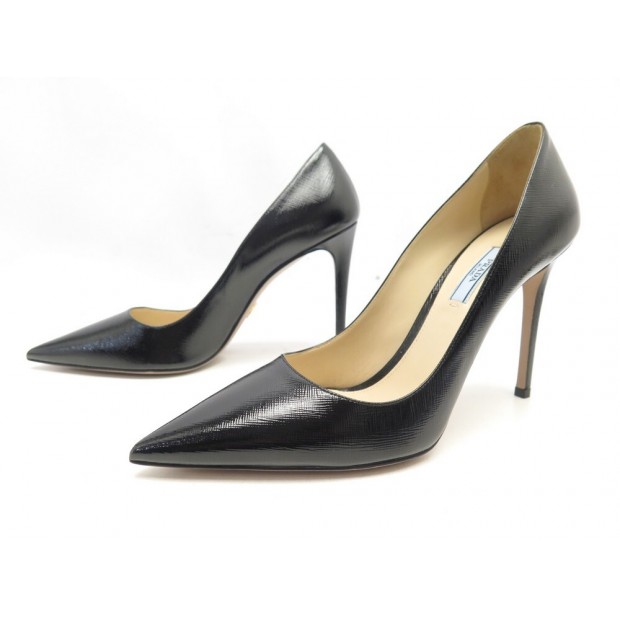 NEUF CHAUSSURES PRADA ESCARPINS 41 IT 42 FR CUIR NOIR LEATHER PUMP SHOES 590€