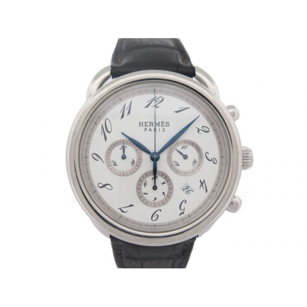 MONTRE HERMES ARCEAU AR4.910 CHRONOGRAPHE 43 MM AUTOMATIQUE ACIER PALLADIE WATCH