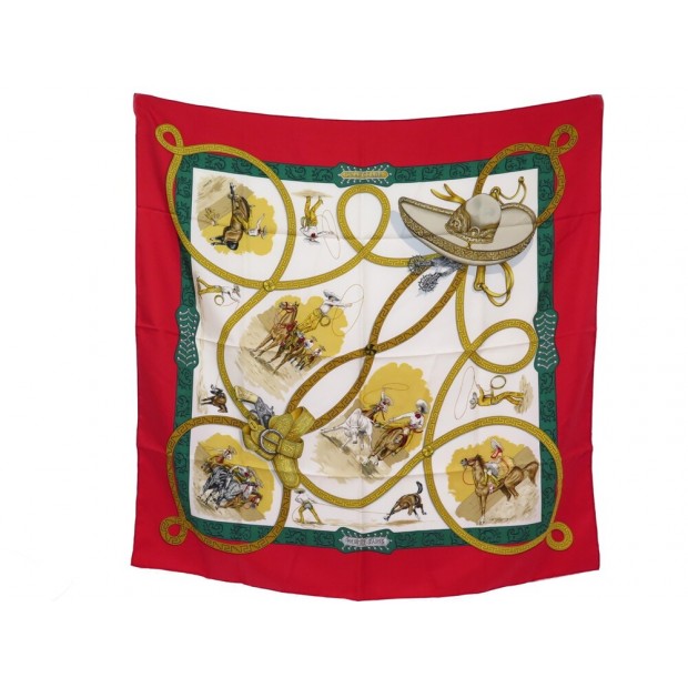 NEUF FOULARD HERMES CHARREADA EN SOIE CARRE 90 J. DE FOUGEROLLE SILK SCARF 460€