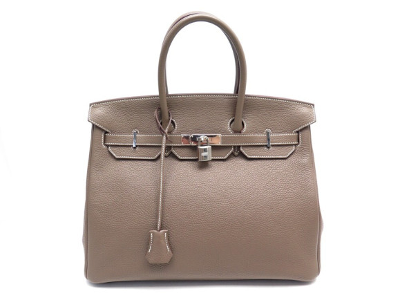  sac a main hermes birkin 35 en cuir togo etoupe