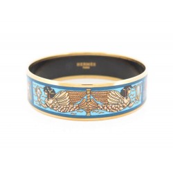 NEUF BRACELET HERMES LARGE EMAIL BLEU ET DORE NEW GOLDEN AND BLUE BANGLE 505€