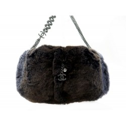 NEUF SAC A MAIN CHANEL EN FOURRURE D'ORYLAG MARRON 30 CM NEW BROWN FUR HAND BAG