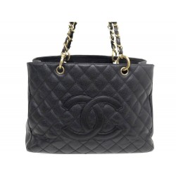 SAC A MAIN CABAS CHANEL SHOPPING BAG LOGO CC GM CUIR CAVIAR NOIR BAG 4200€