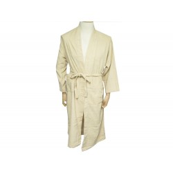 NEUF PEIGNOIR HERMES 101059M 34 XS EN COTON & SOIE CREME HOMEWEAR BATH ROBE 825€