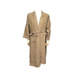 NEUF PEIGNOIR HERMES 101059M T 36 S COTON ET SOIE MARRON HOMEWEAR BATH ROBE 825€