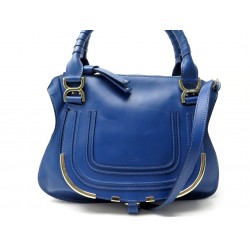 SAC A MAIN CHLOE MARCIE MEDIUM CUIR LISSE BLEU BANDOULIERE HAND BAG PURSE 1750€