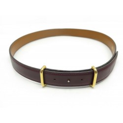 CEINTURE HERMES T75 EN CUIR BOX ROUGE HERMES BORDEAUX BOUCLE DOREE BELT 650€