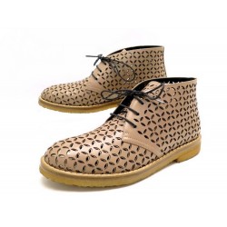 NEUF CHAUSSURES BOTTINES ALAIA CHUKKA CUIR PERFOREES BEIGE LASER CUT BOOTS 1090€