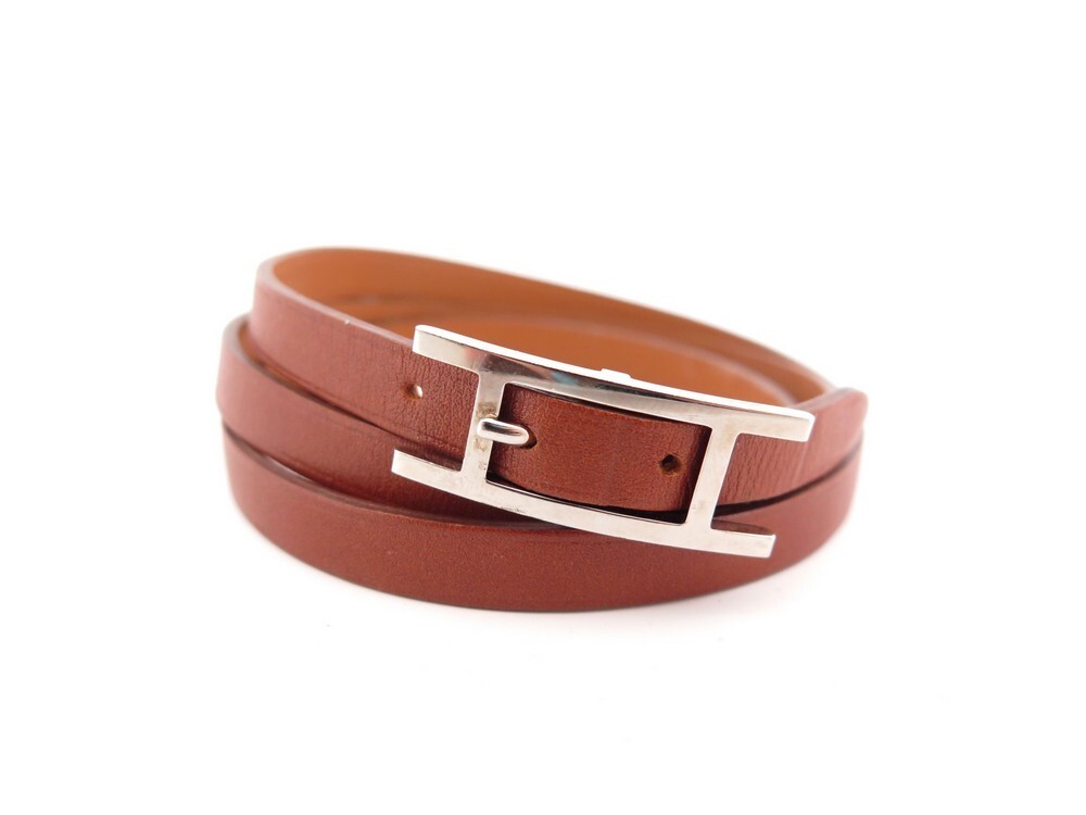 Hermès Bracelet triple tour en cuir Hapi bracelet hermes hapi 3 triple tour t19 en cuir veau