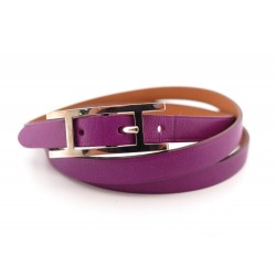 BRACELET HERMES HAPI 3 TRIPLE TOUR 16 A 17 CM EN CUIR VEAU SWIFT VIOLET 300€