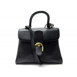 VINTAGE SAC A MAIN DELVAUX LE BRILLANT MM BANDOULIERE CUIR GRAINE NOIR BAG 5900€