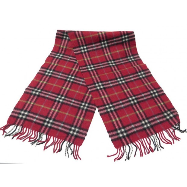 ECHARPE BURBERRY CHECK CLASSIQUE MOTIF TARTAN EN CACHEMIRE ROUGE RED SCARF 420€