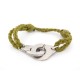 BRACELET DINH VAN MENOTTES R20 ARGENT MASSIF 925 T20-30 CORDON VERT SILVER STRAP