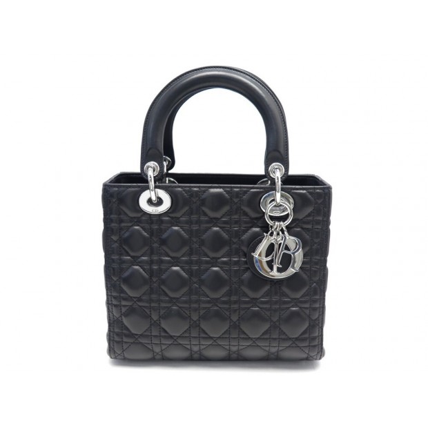 NEUF SAC A MAIN CHRISTIAN DIOR LADY MEDIUM M0565PNGE CUIR CANNAGE NOIR BAG 5000€