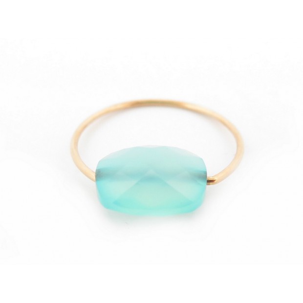 NEUF BAGUE MORGANNE BELLO FRIANDISE T 55 COUSSIN OR JAUNE 18K ET AMAZONITE 320€