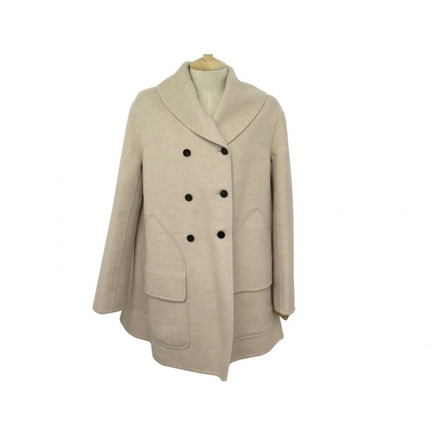 NEUF MANTEAU HERMES TAILLE M 38 EN CACHEMIRE BEIGE NEW CASHMERE COAT 6300€